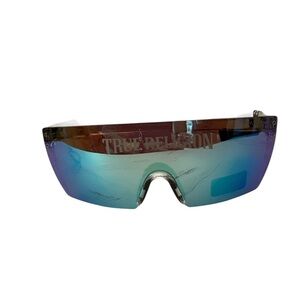 TRUE RELIGION Mirrored Shield Curved Sport Rimless Unisex Sunglasses BNWT